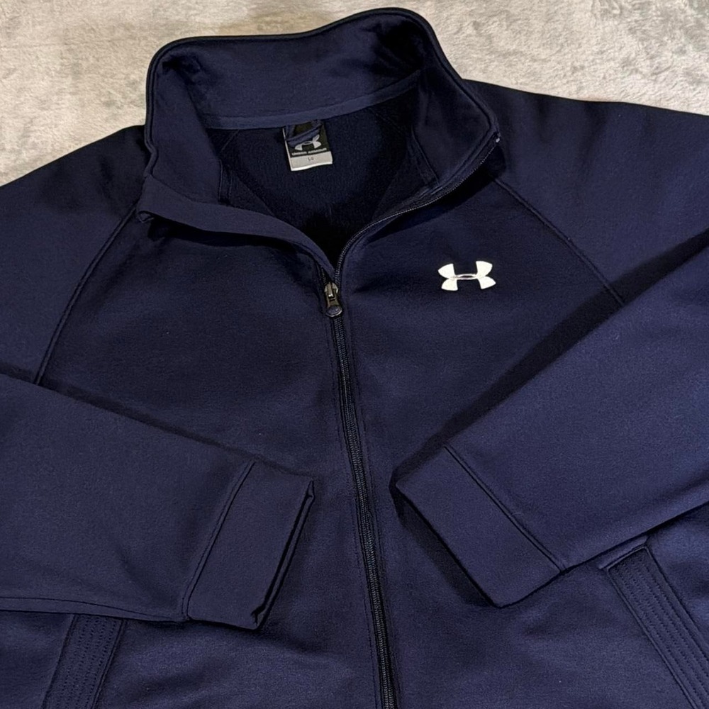 Y2K Vintage Under Armour Full Zip Track Jacket | Navy Blue | Large